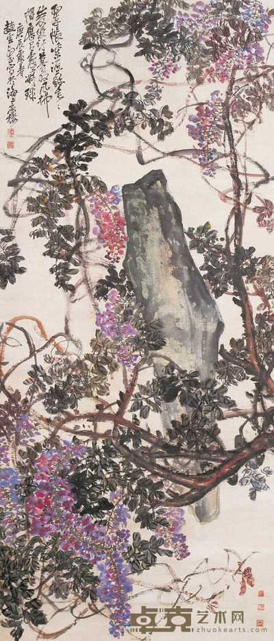 赵云壑 1940年作 紫藤 立轴 236×100cm